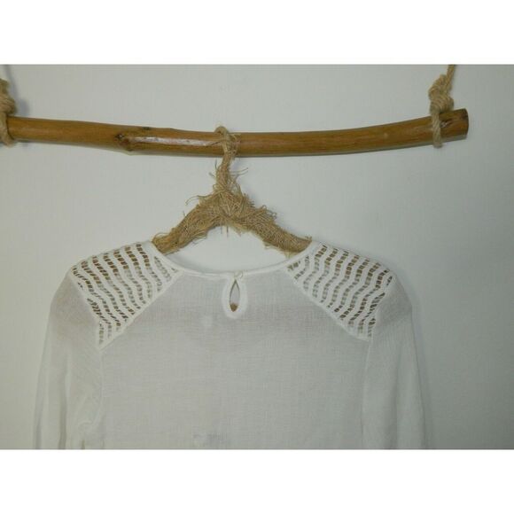 Monoreno Blouse Size Small Ivory Embroidered Peasant‎ Boho Tunic - Picture 6 of 9